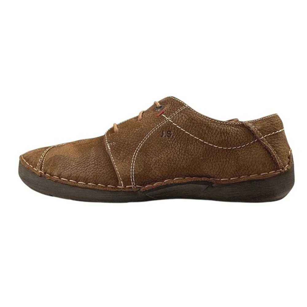 Josef Seibel Mens Brown Leather Lace Up Oxford Shoes Contrast Stitch Size 42
